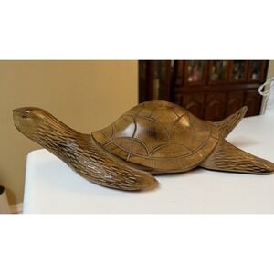 Vintage carved wood sea turtle made‎ in Philippines